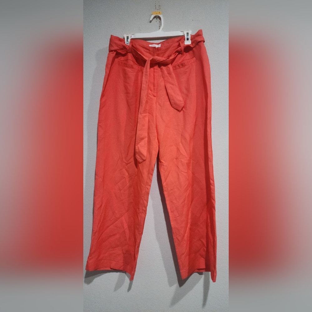 Linea Donna Linen Coral Tie-Waist straight Leg Lagenlook Pants Size 1X